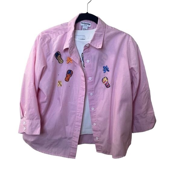 🎉Breckenridge Gingham Vacation Button Down Shirt Sz LP - Picture 1 of 8